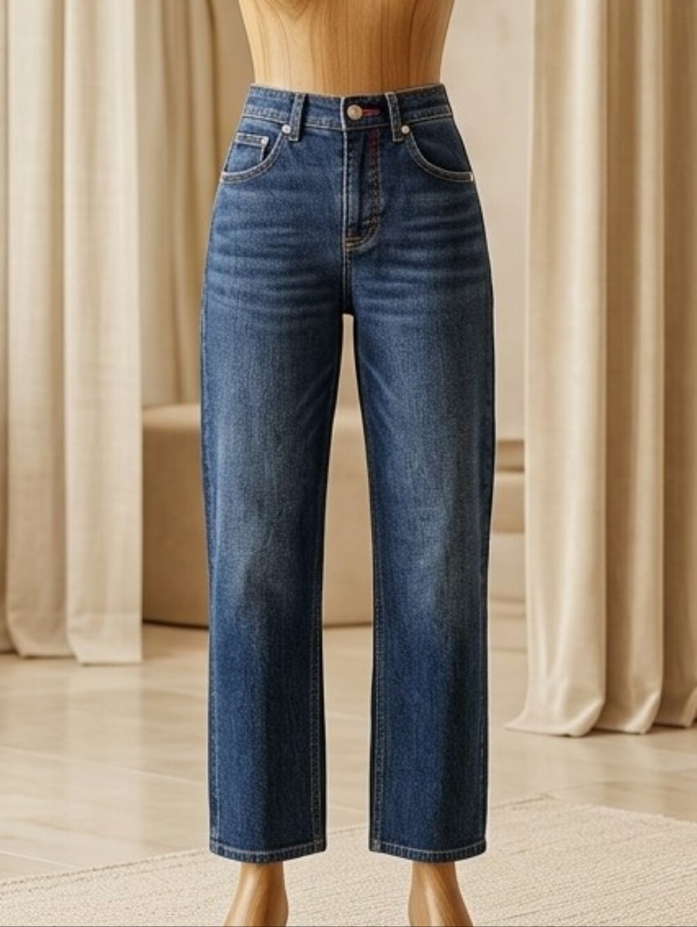 Spanx Dark Blue Wide Tapered Leg Jeans XS TP - Picture 1 of 5